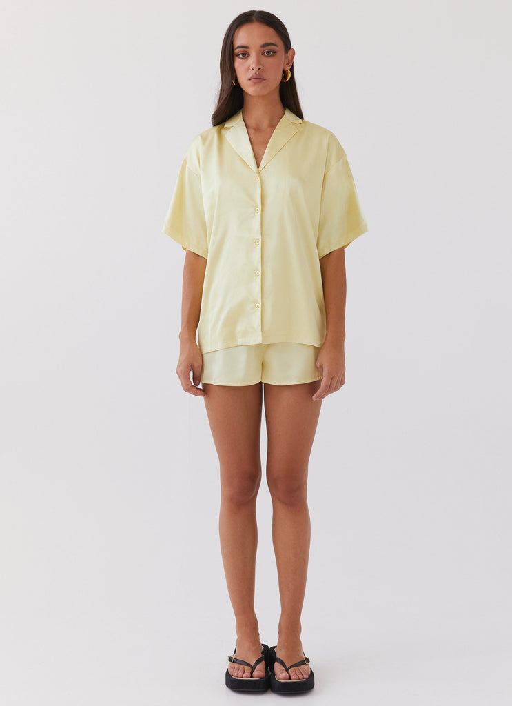 Collective Tops - Peppermayo Exclusive Julia Satin Oversized Shirt - Lemon third image
