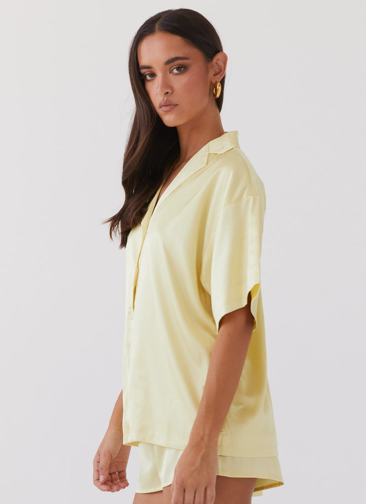 Collective Tops - Peppermayo Exclusive Julia Satin Oversized Shirt - Lemon fifth image