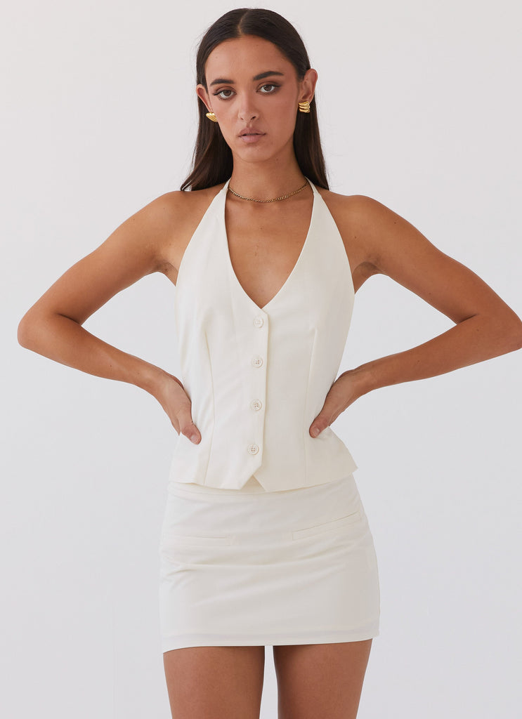 Sarah Halterneck Vest Top - Ivory