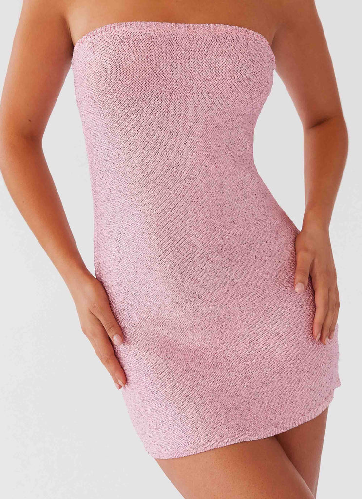 Dance The Night Tube Knit Mini Dress - Pink Dusk