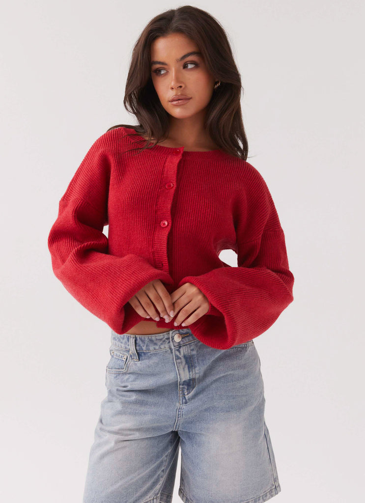 Collective Tops - Peppermayo Exclusive Daphne Knit Cardigan - Cherry sixth image