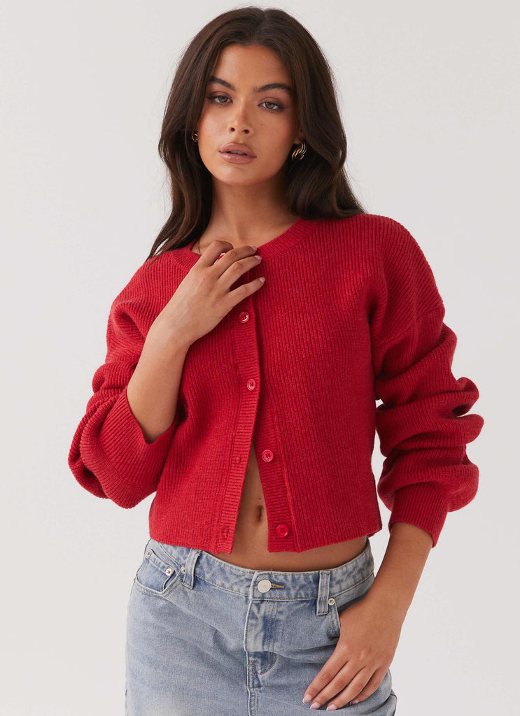 Collective Tops - Peppermayo Exclusive Daphne Knit Cardigan - Cherry third image