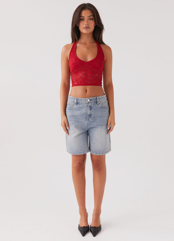 Collective Tops - Peppermayo Exclusive Serifina Lace Halterneck Top - Cherry fifth image