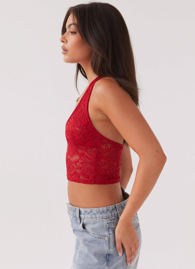 Collective Tops - Peppermayo Exclusive Serifina Lace Halterneck Top - Cherry sixth image