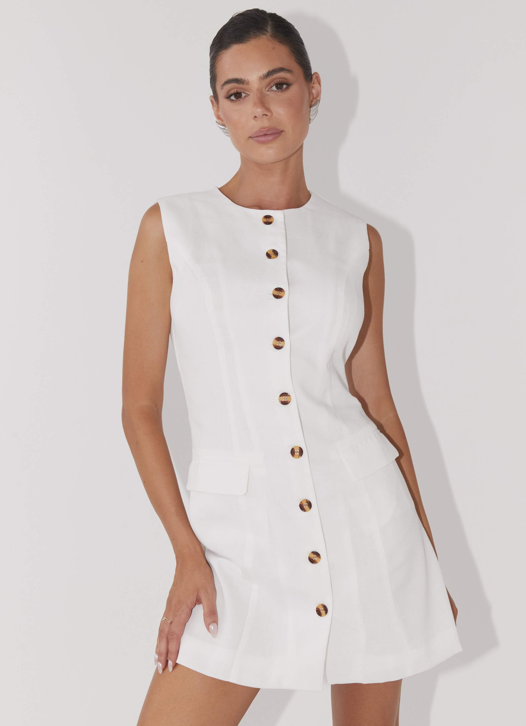 Castello Fiore Linen Mini Dress - White Peppermayo Castello Fiore Linen Mini Dress - White Peppermayo