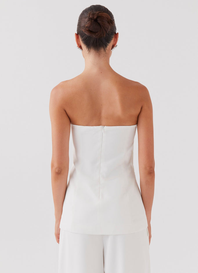 Riveria Tailored Strapless Top - Ivory