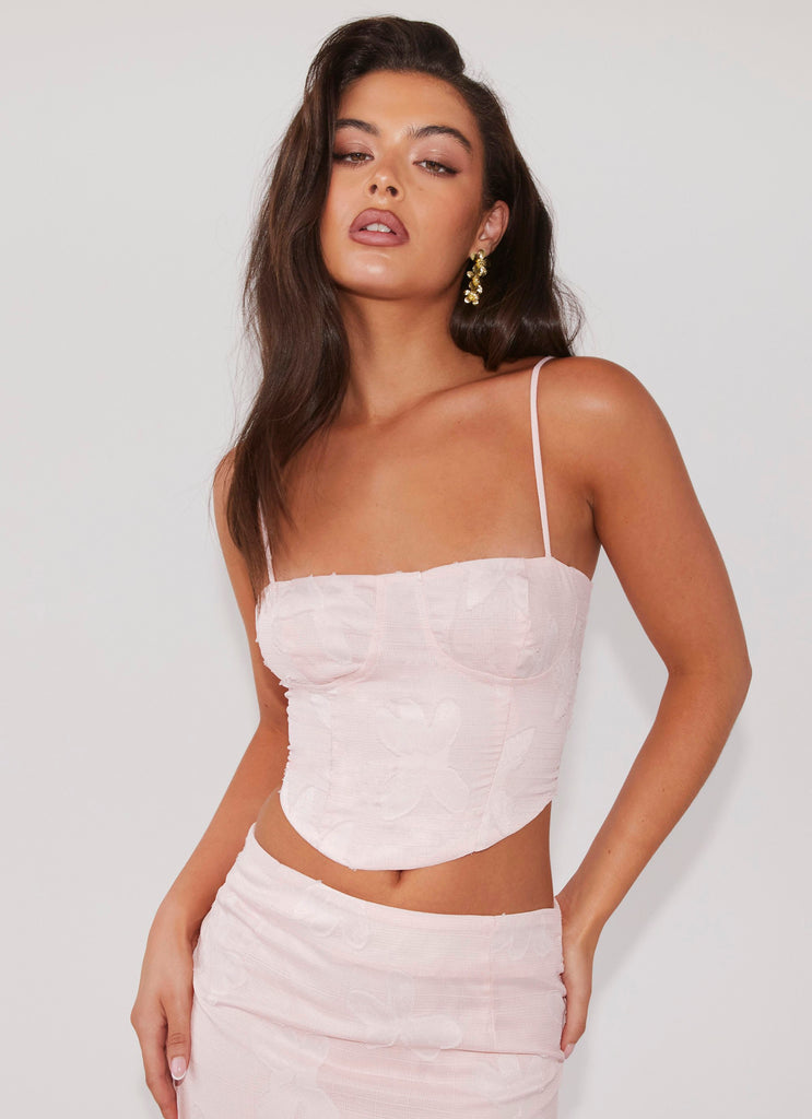 Peppermayo Exclusive Best Love Lace Up Top - Pink Petal