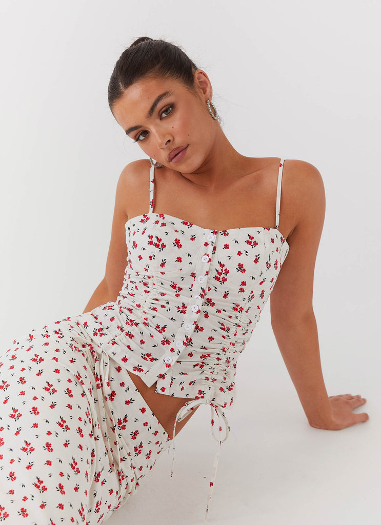 Collective Tops Floral Poppy - Top Bustier Linen Ariana Exclusive Peppermayo