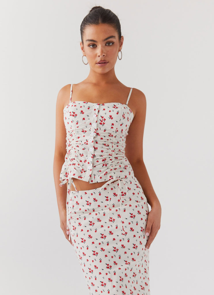 Collective Tops - Peppermayo Exclusive Ariana Linen Bustier Top - Poppy Floral sixth image