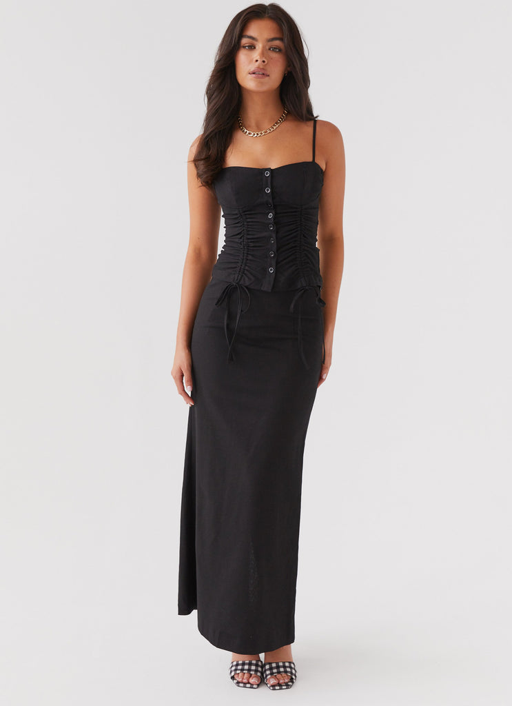 Collective Tops - Peppermayo Exclusive Ariana Linen Bustier Top - Black third image