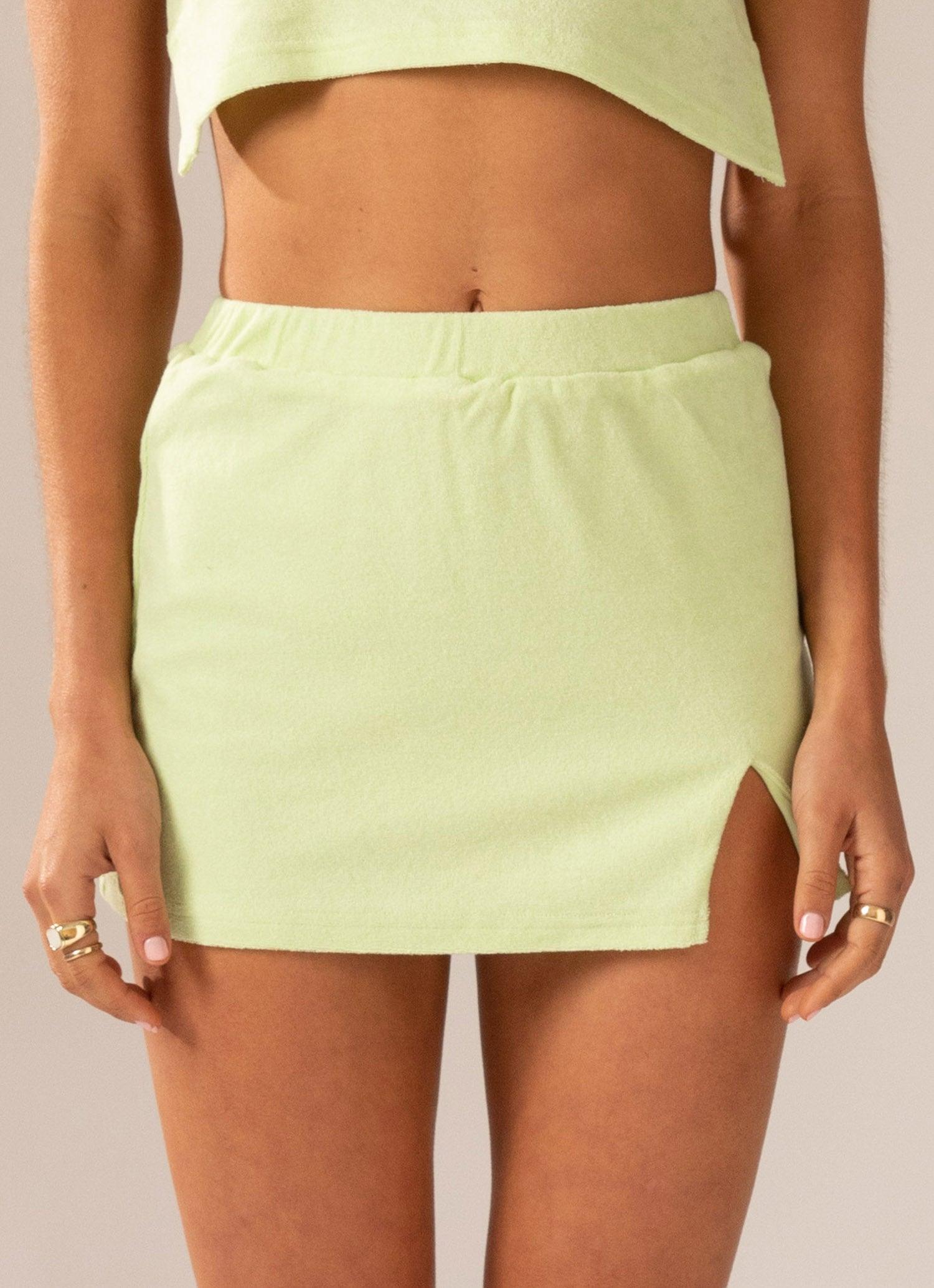 Changing Seasons Terry Mini Skirt Lime Green – Peppermayo