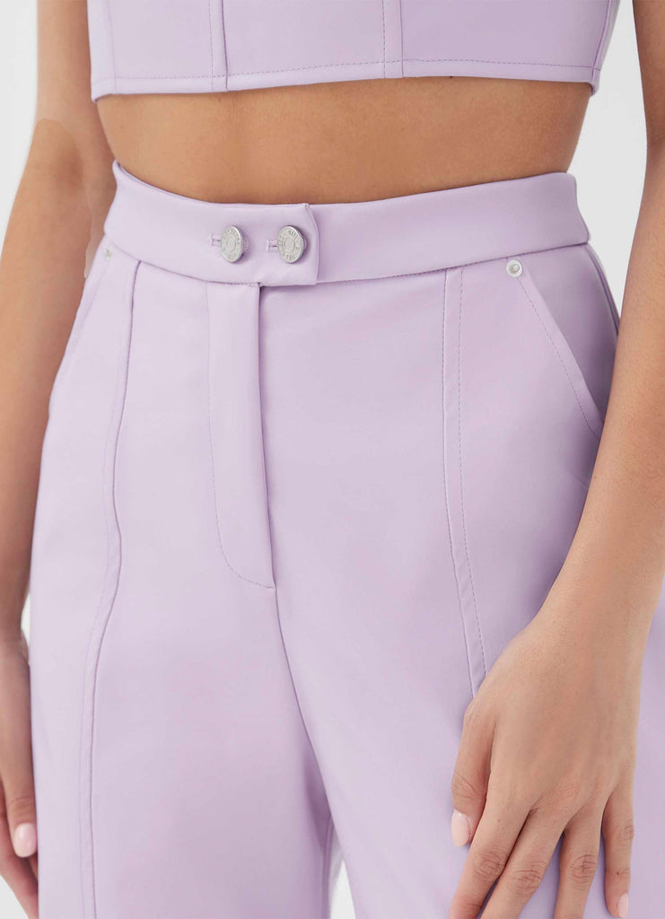 Tropez Leather Trouser Pant - Lilac - Peppermayo