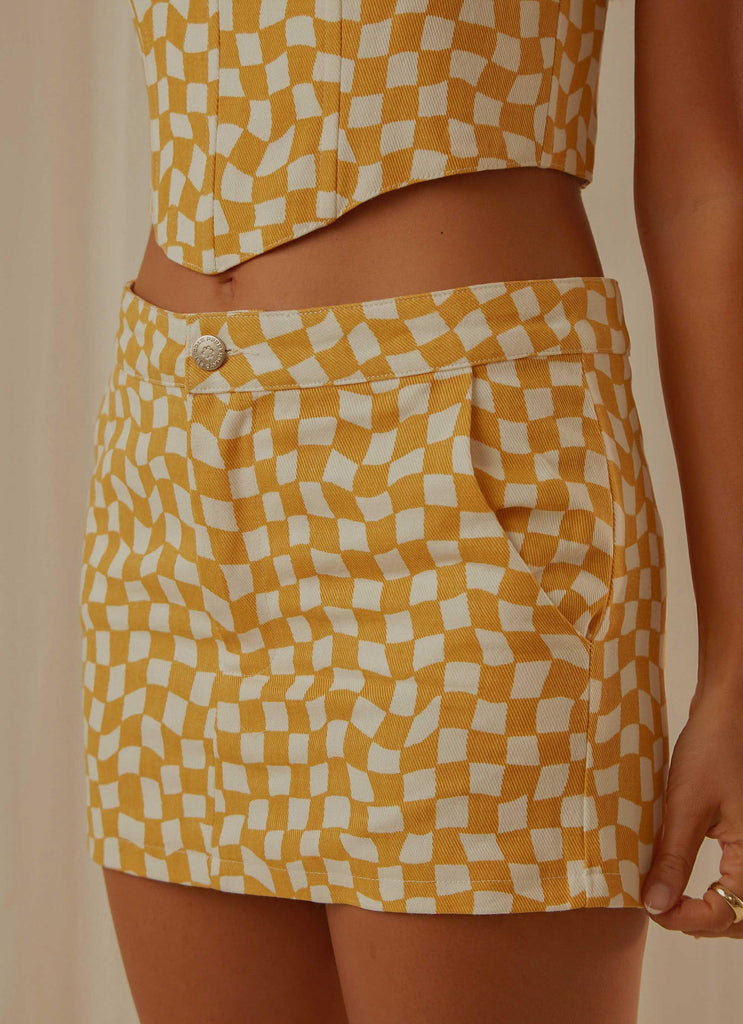 Luisa Mini Skirt - Yellow check - Peppermayo