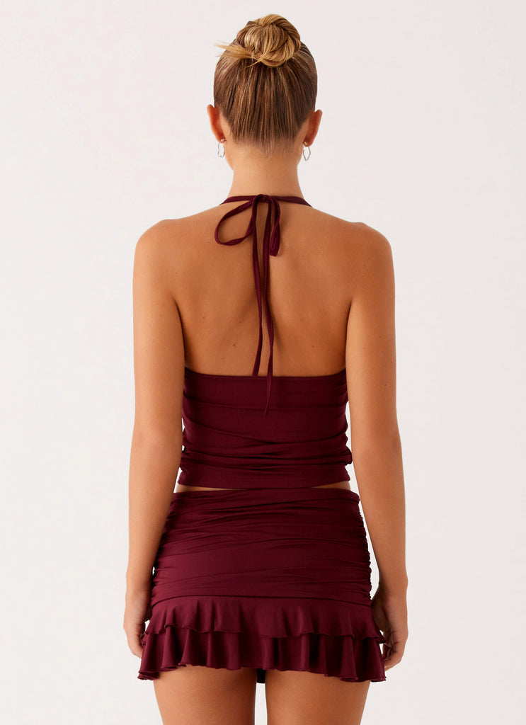 Bernie-Mini-Skirt-Raspberry-Wine-3-Peppermayojpg