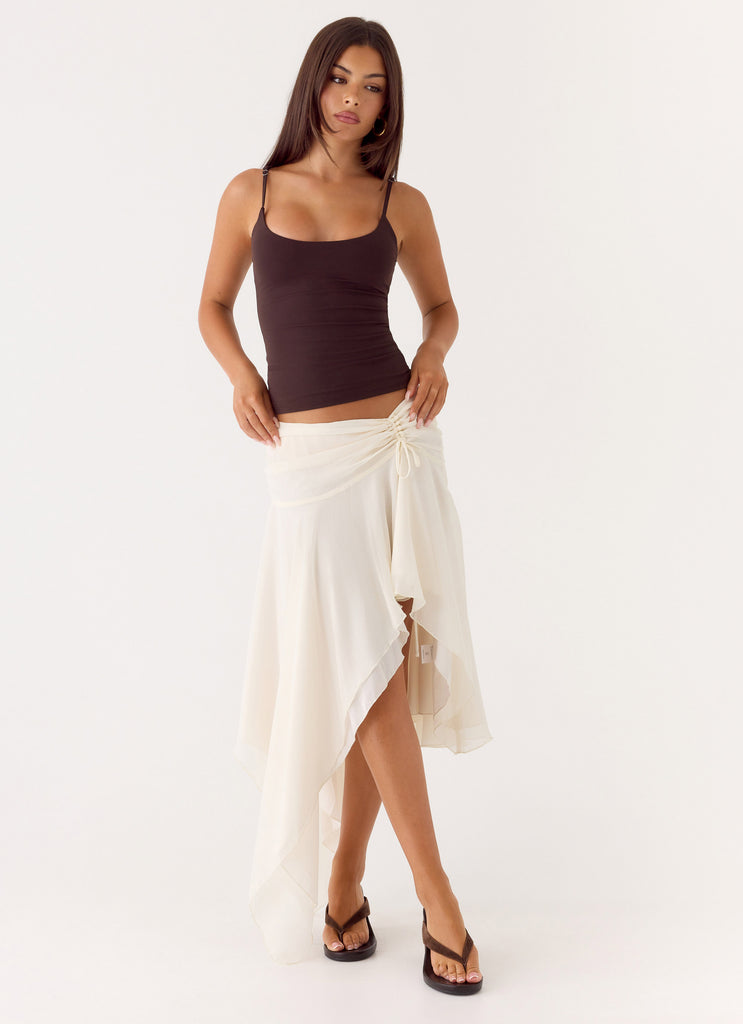 Abeda Asymmetrical Midi Skirt - Ivory