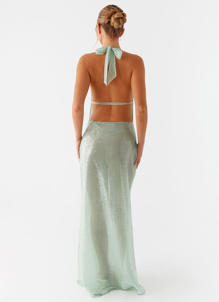 Above the Clouds Cowl Maxi Dress - Green