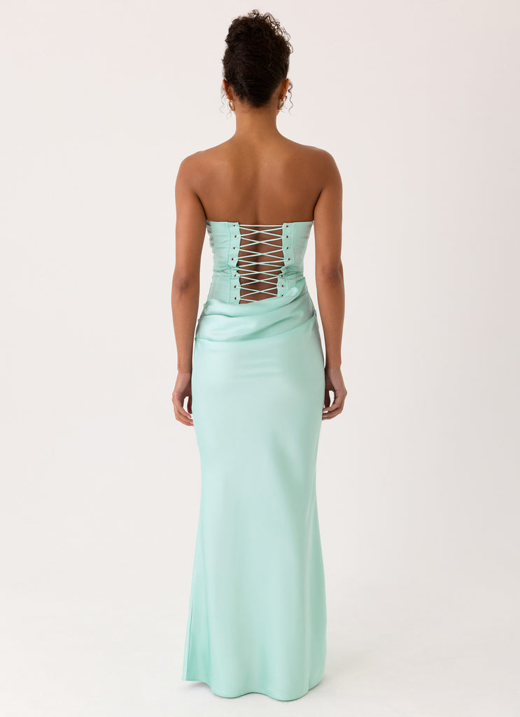 Adara Corset Maxi Dress - Aqua