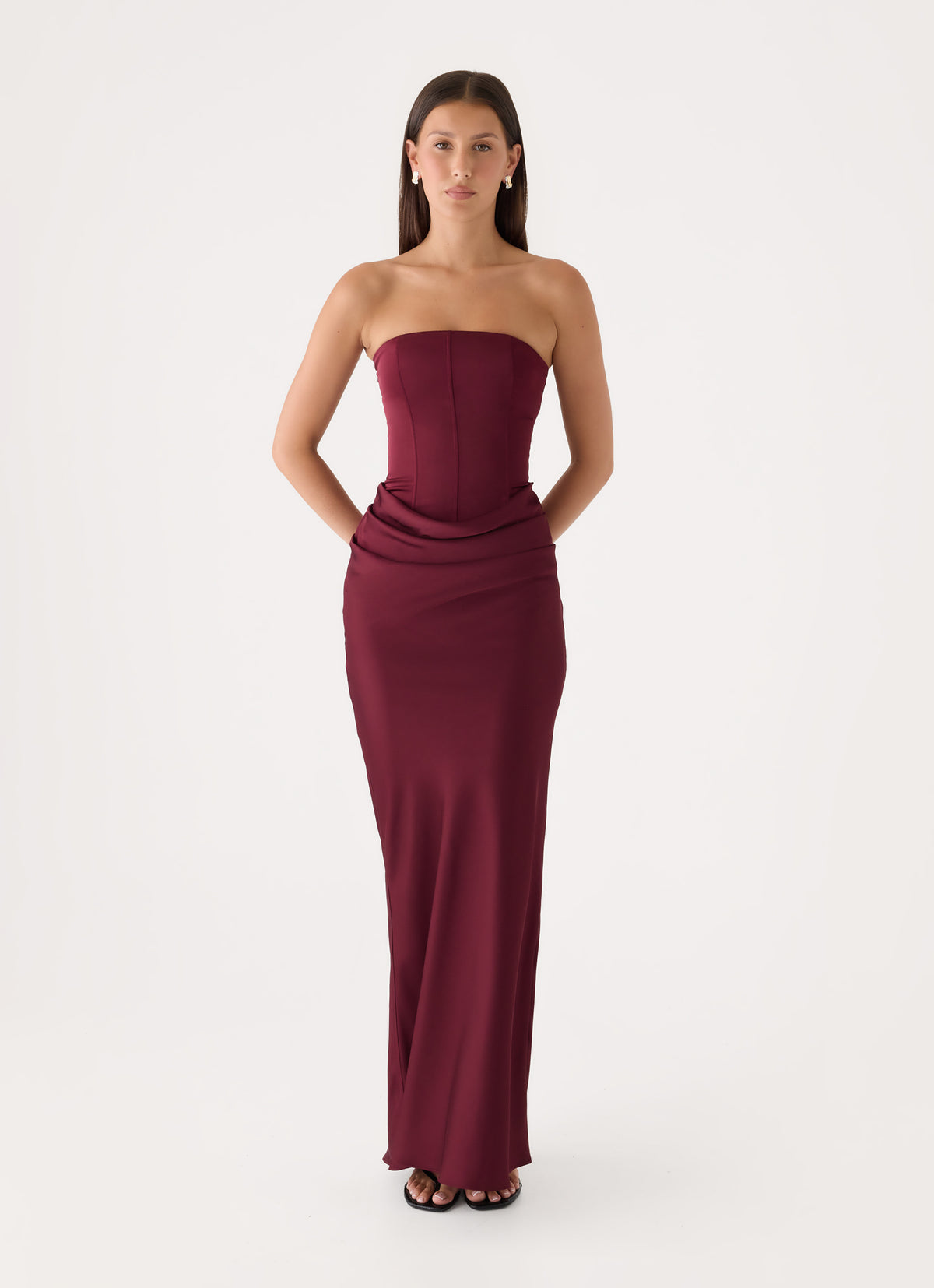Adara Corset Maxi Dress - Burgundy