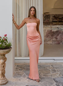 Adara Corset Maxi Dress - Peach