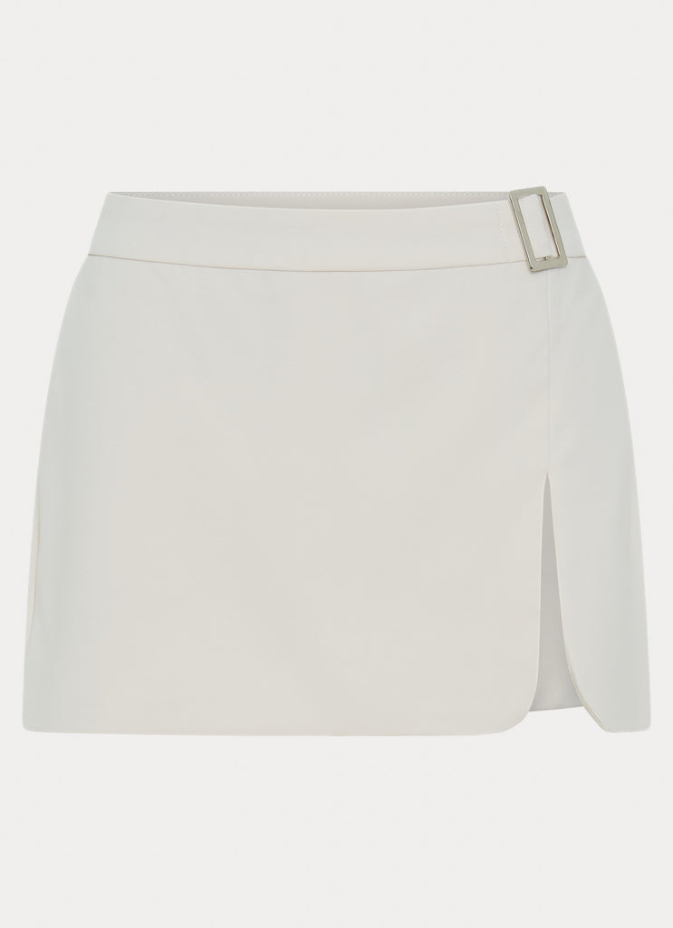 Adley Buckle Mini Skirt - Ivory