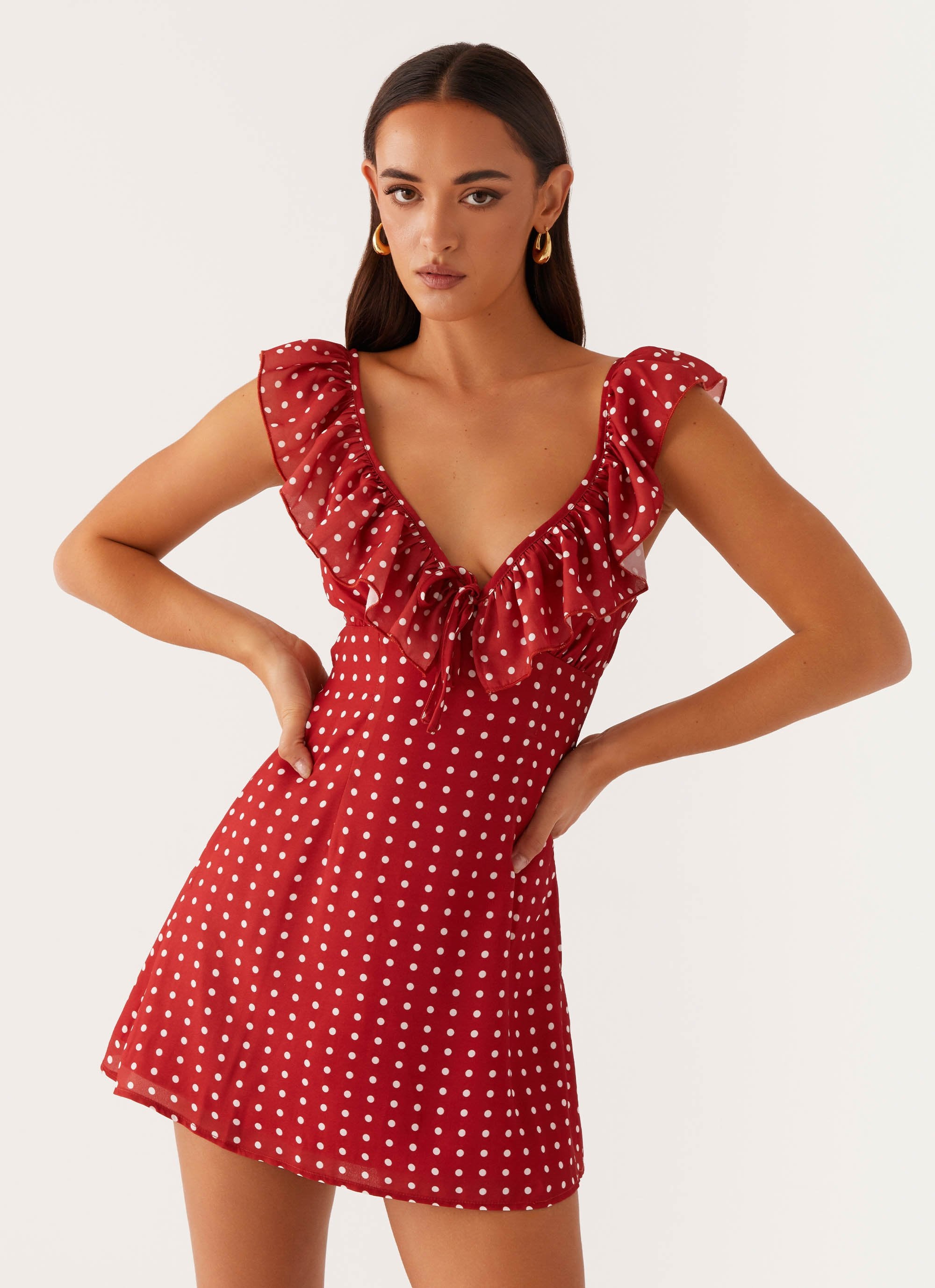 F&F Chiffon Polka Dot Ruffled Blouse in Black - Groceries F&F Chiffon Polka Dot Ruffled Blouse in Black - Groceries