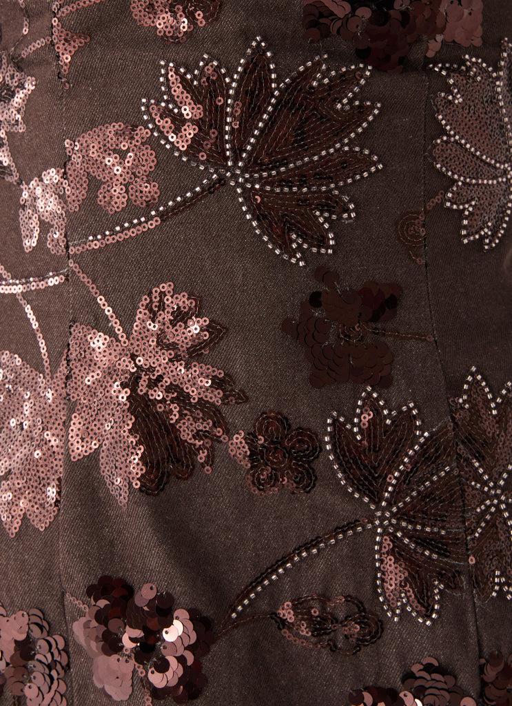 Akima Bustier Sequin Mini Dress - Chocolate