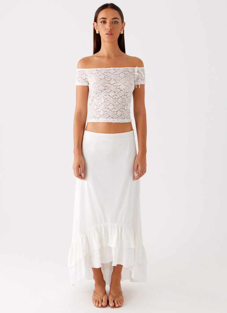 Alessandra Maxi Skirt White 1 Peppermayo