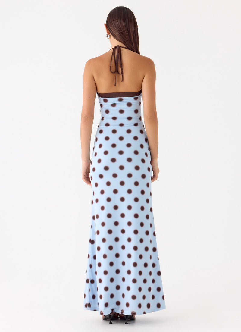 Alessandro Halter Maxi Dress - Blue Mocha Dot