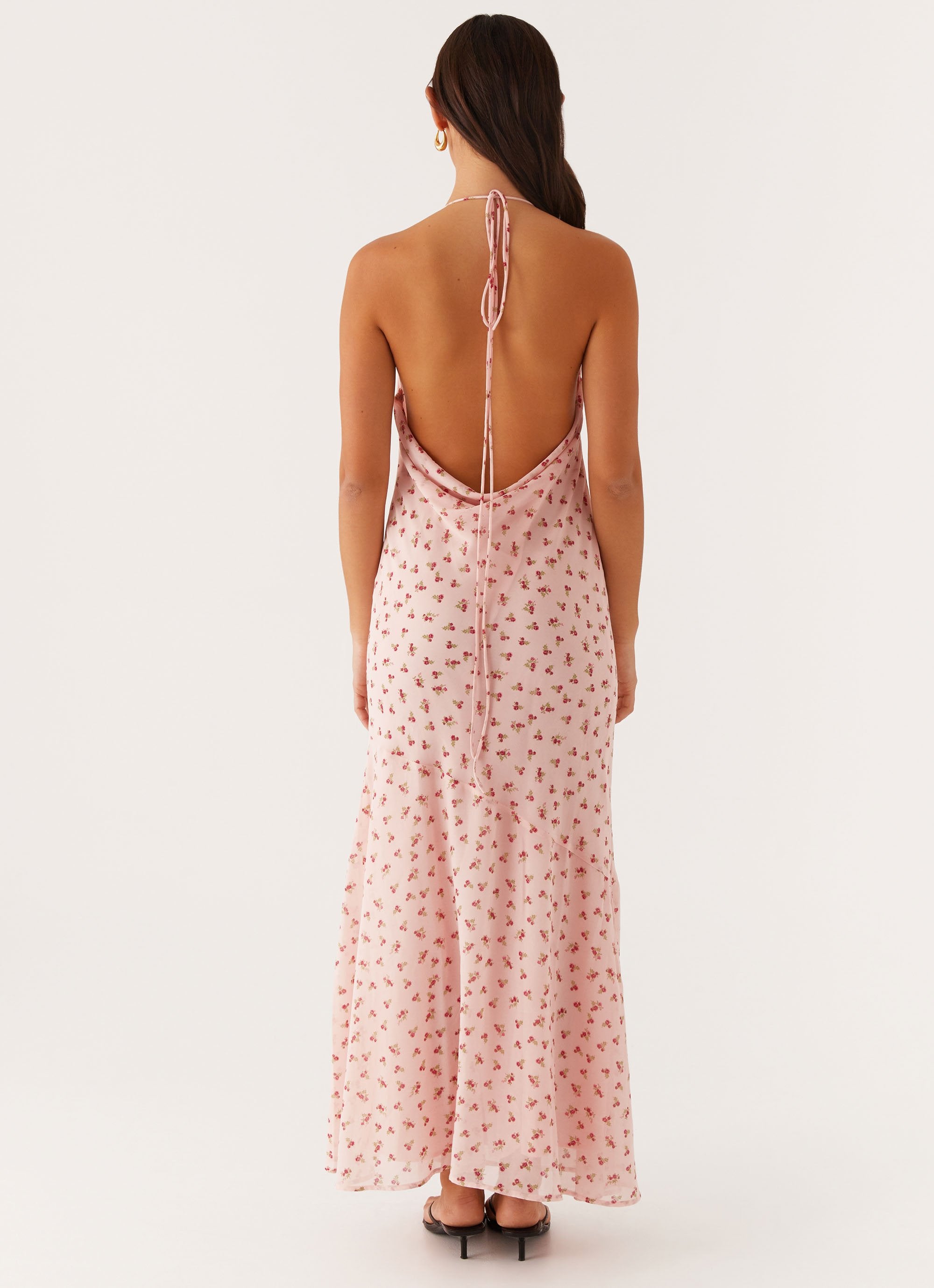 Oliana V-Neck Mesh Maxi Dress Hibiscus White/Pink main image 1
