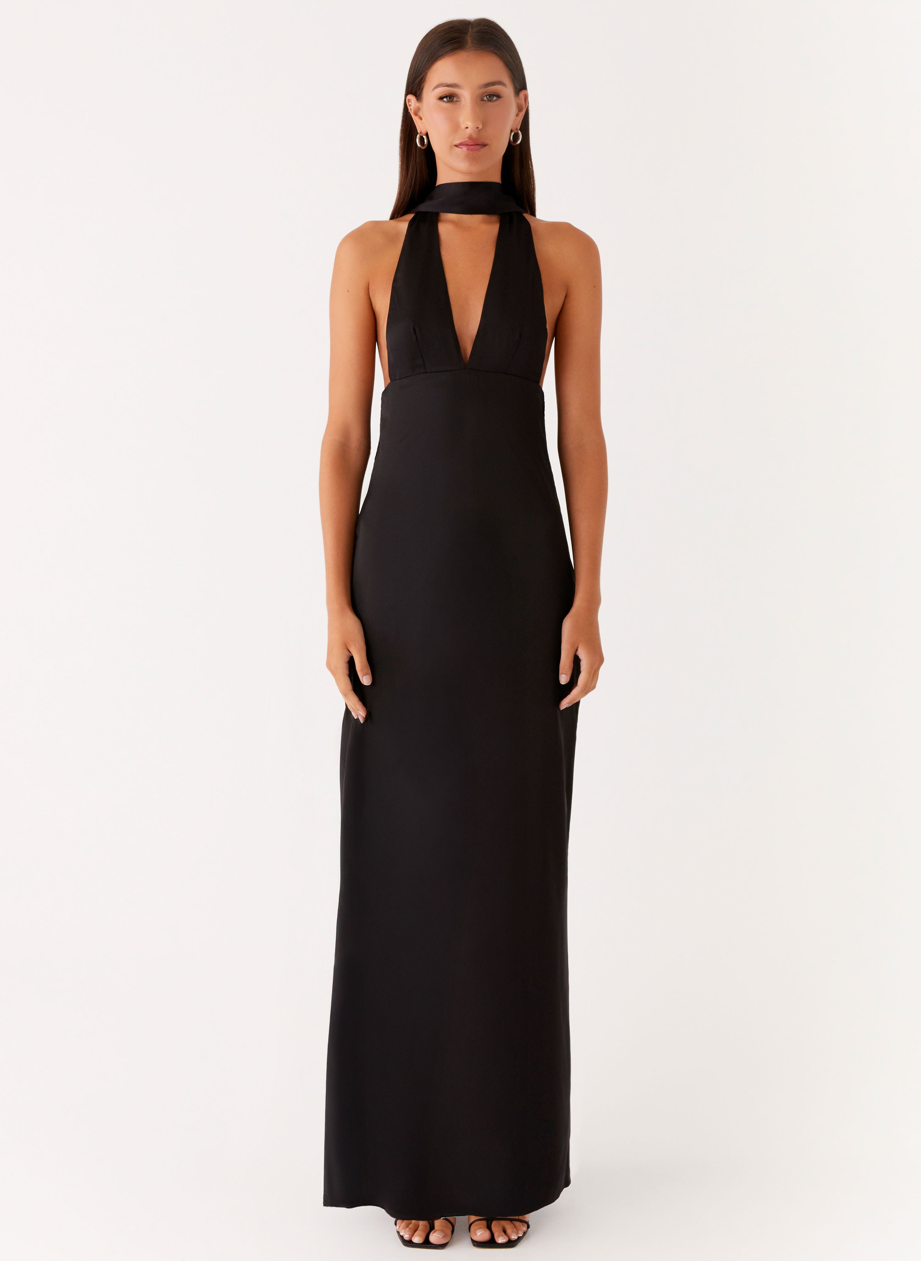 Alicia Satin Halter Maxi Dress