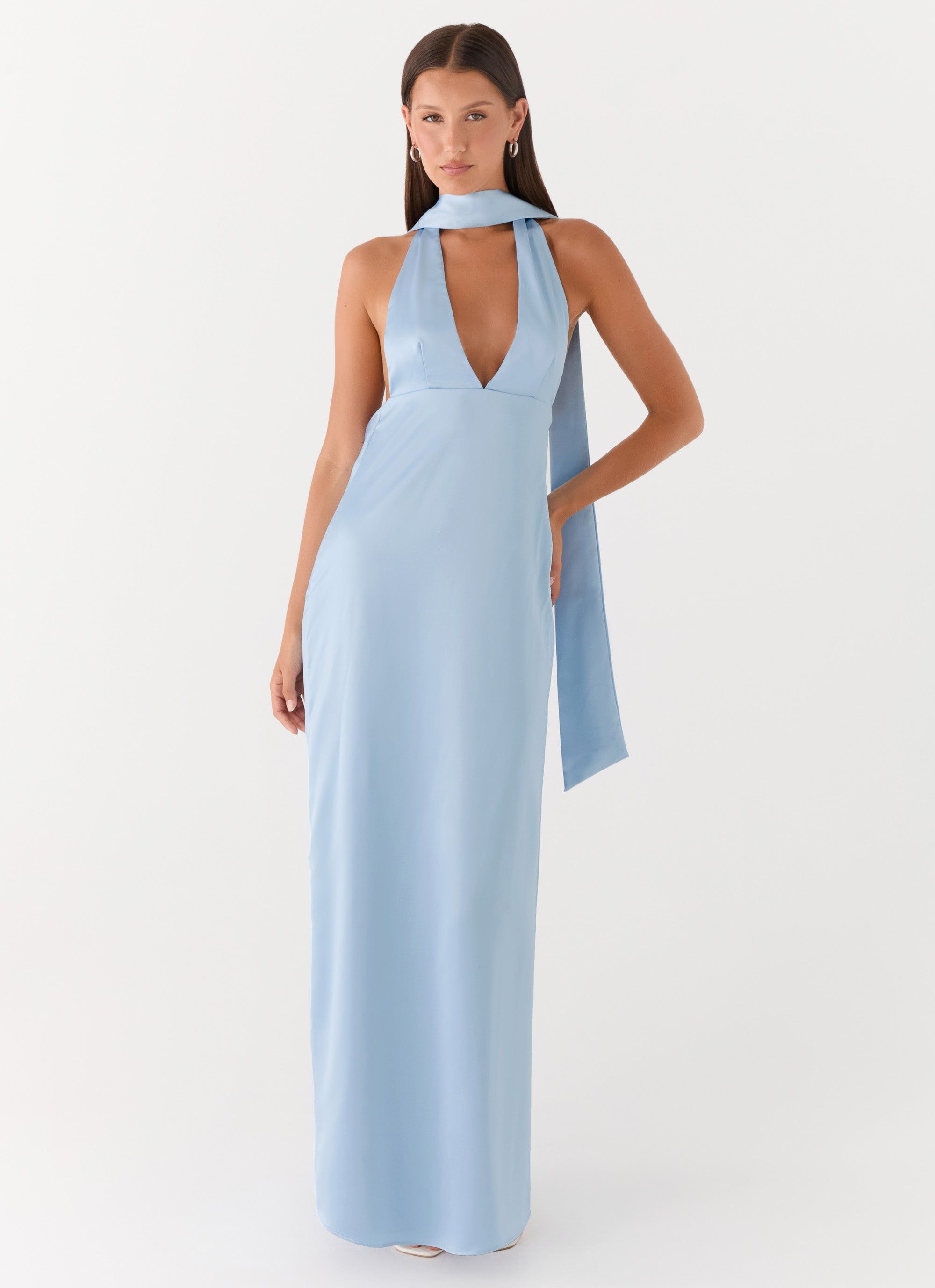 Alicia Satin Halter Maxi Dress