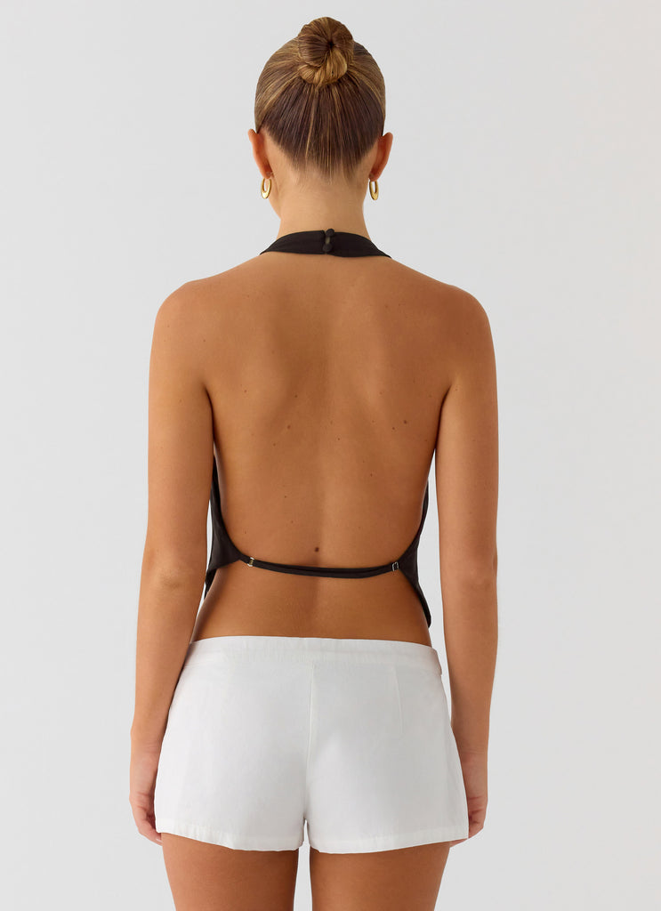 Altego Layered Backless Top - Cool Chocolate