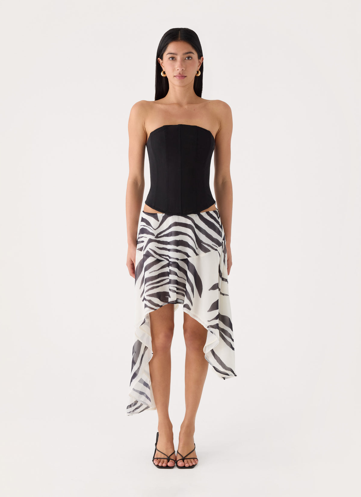 Amalina Asymmetric Midi Skirt - Zebra