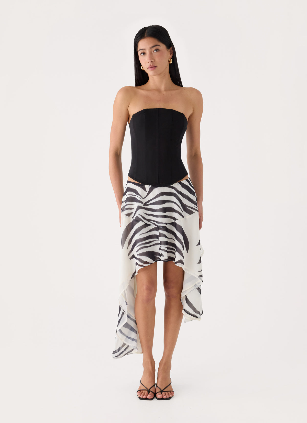 Amalina Asymmetric Midi Skirt - Zebra