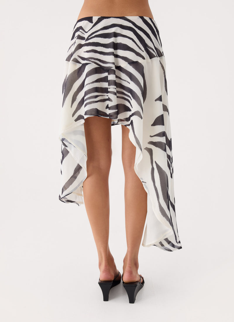 Amalina Asymmetric Midi Skirt - Zebra