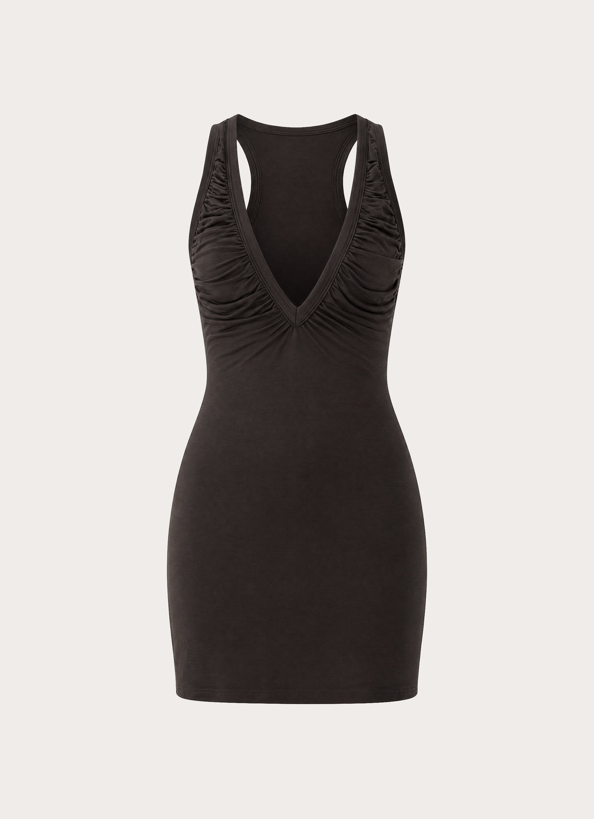 Amelina Ruched Mini Dress - Chocolate