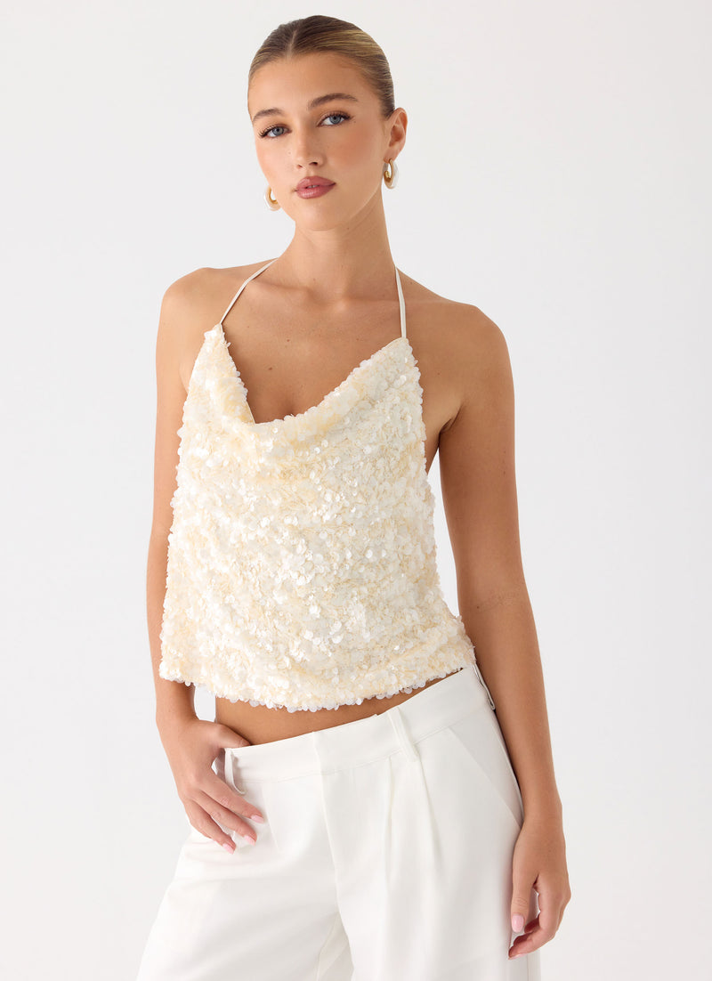 Amelita Sequin Top - Ivory