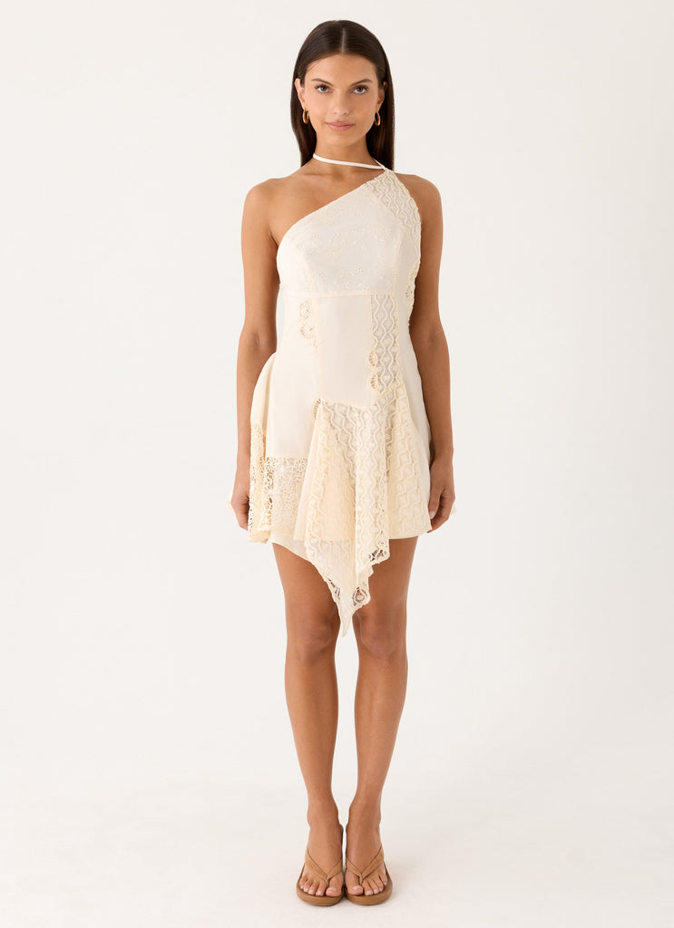Amirose Spliced Cotton Mini Dress - Ivory