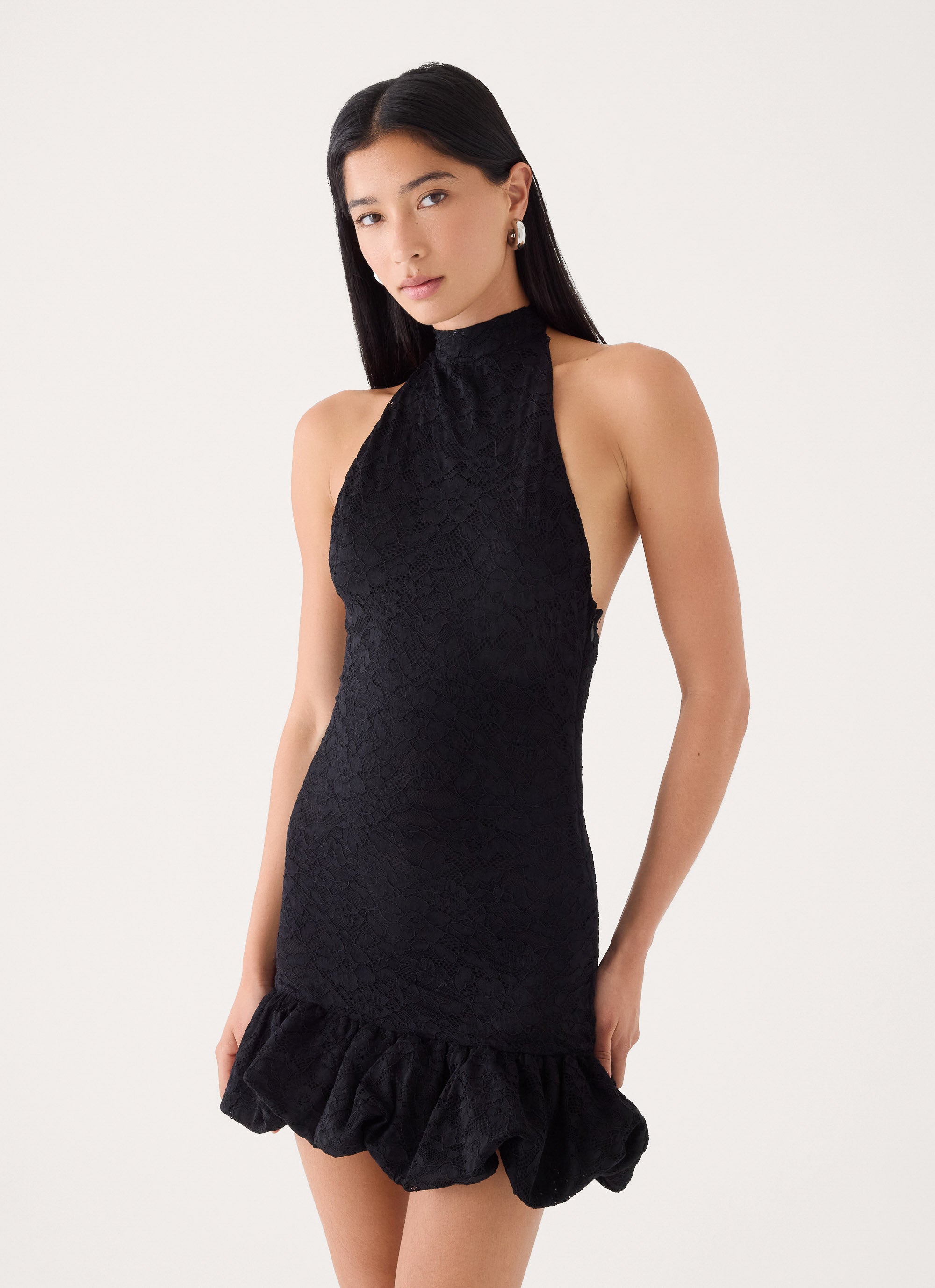 Anari Lace Mini Dress - Black – Peppermayo