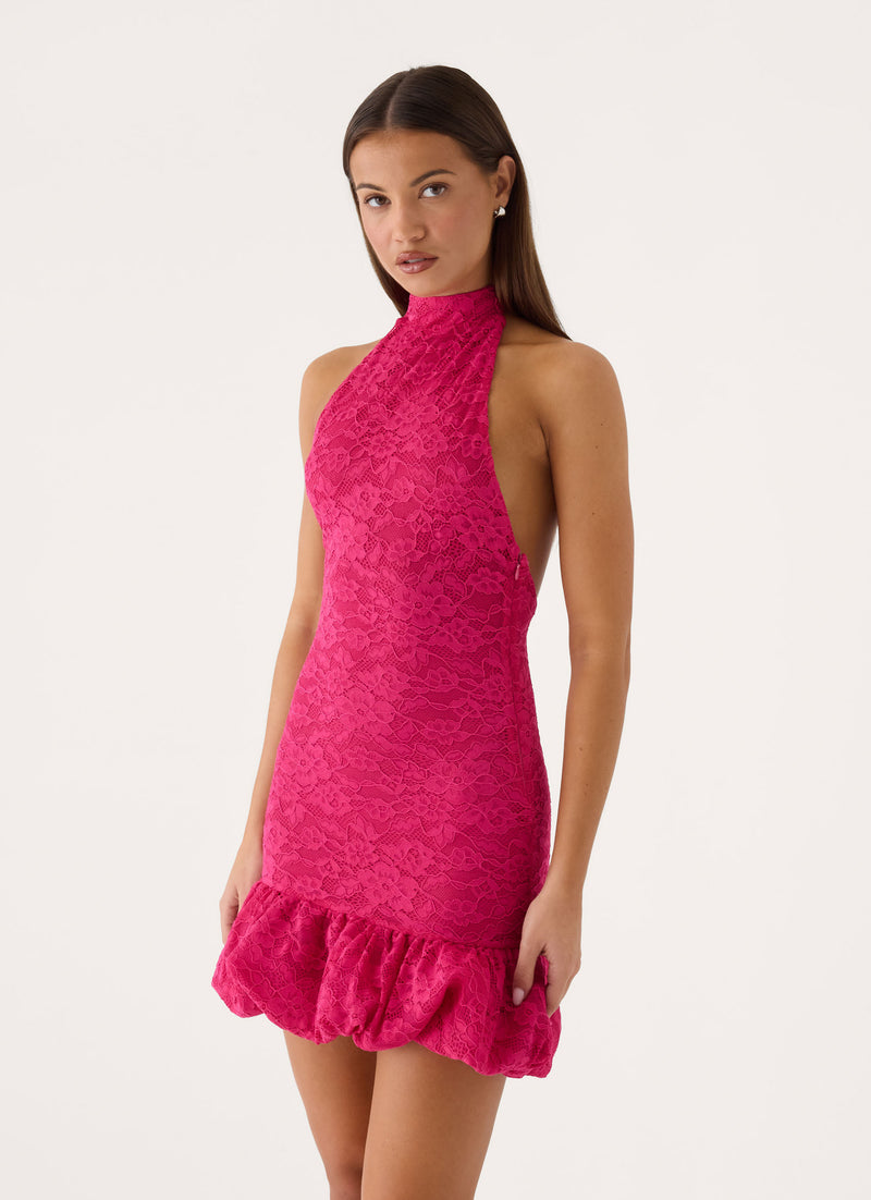 Anari Lace Mini Dress - Fuchsia