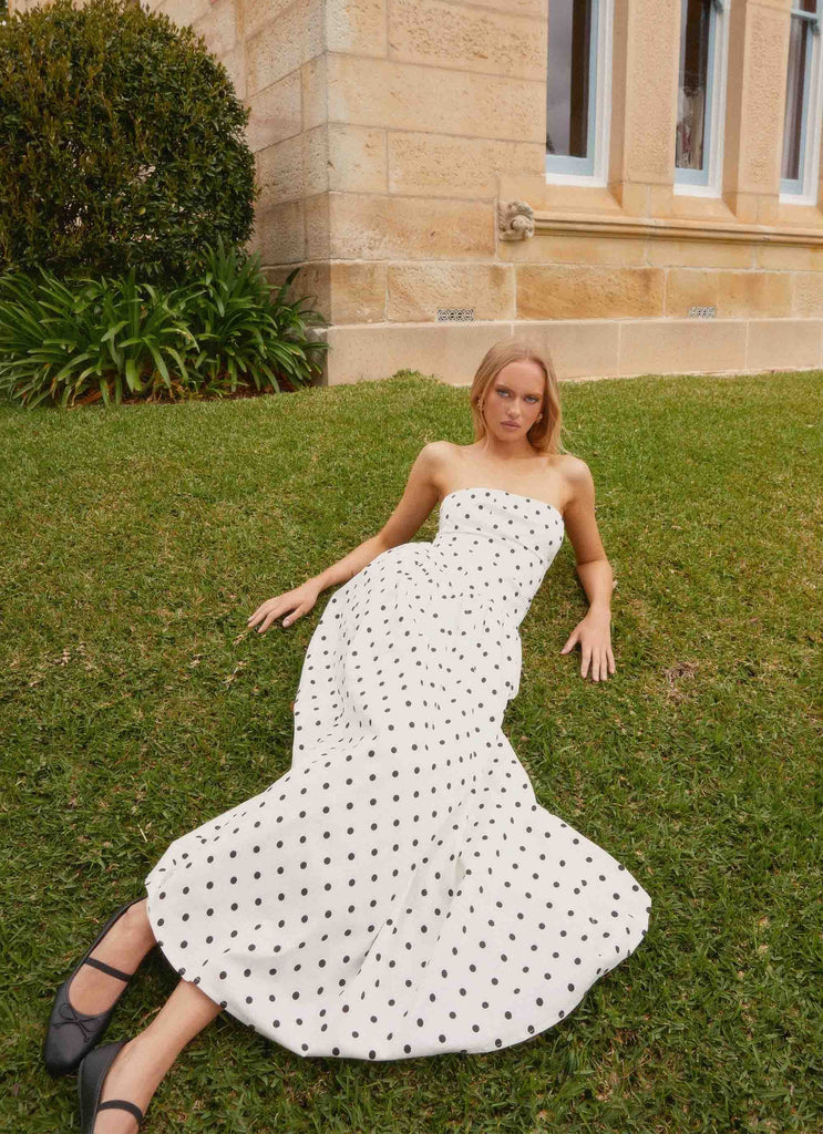 Andorra Maxi Dress - White Polkadot Andorra Maxi Dress - White Polkadot