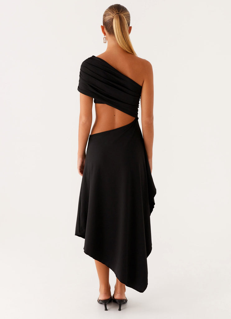 Angelina Asym Midi Dress - Black