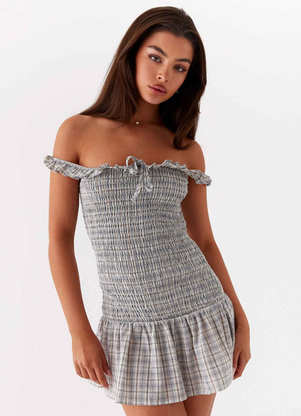 Anica Check Mini Dress - Grey Check – Peppermayo