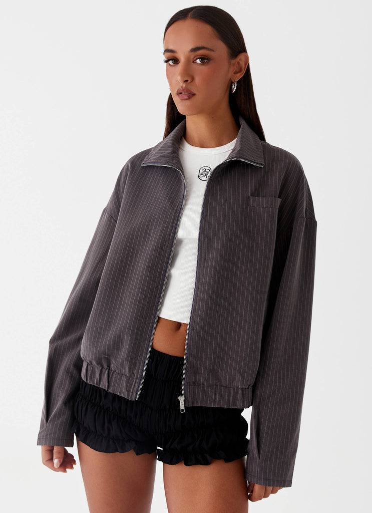 Annelotta Jacket - Grey Pinstripe