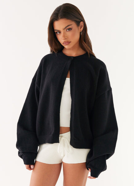 Annie One Button Cardigan - Black – Peppermayo