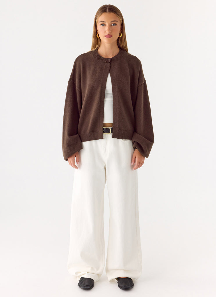 Annie One Button Cardigan - Chocolate