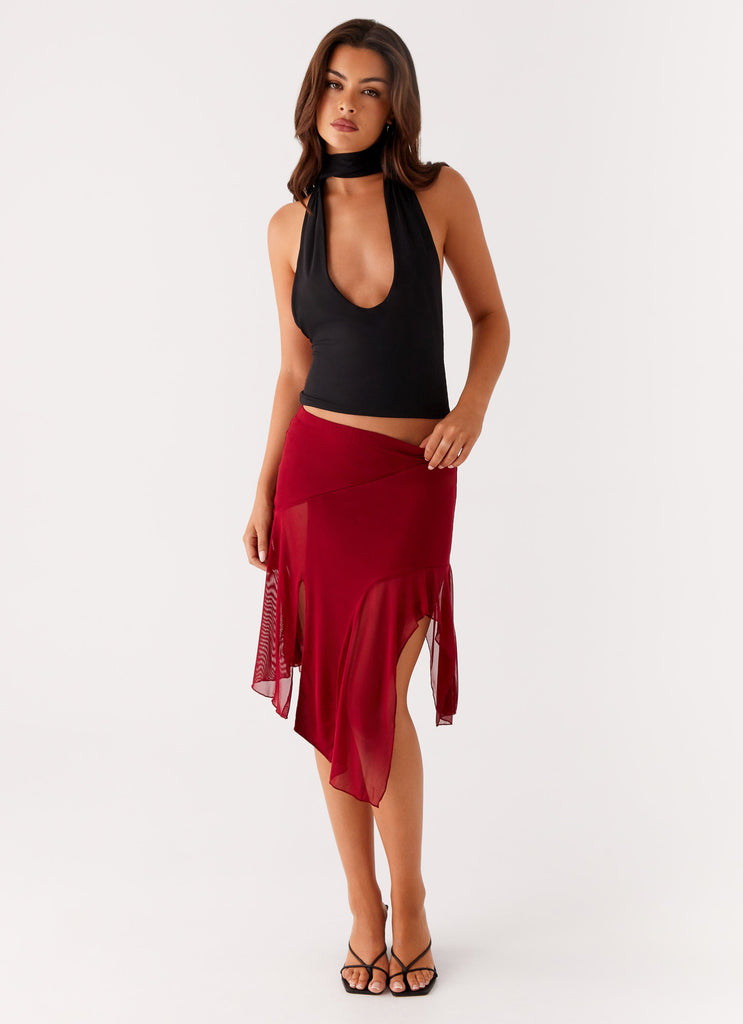 Anthea Mesh Midi Skirt Red – Peppermayo - Main Image