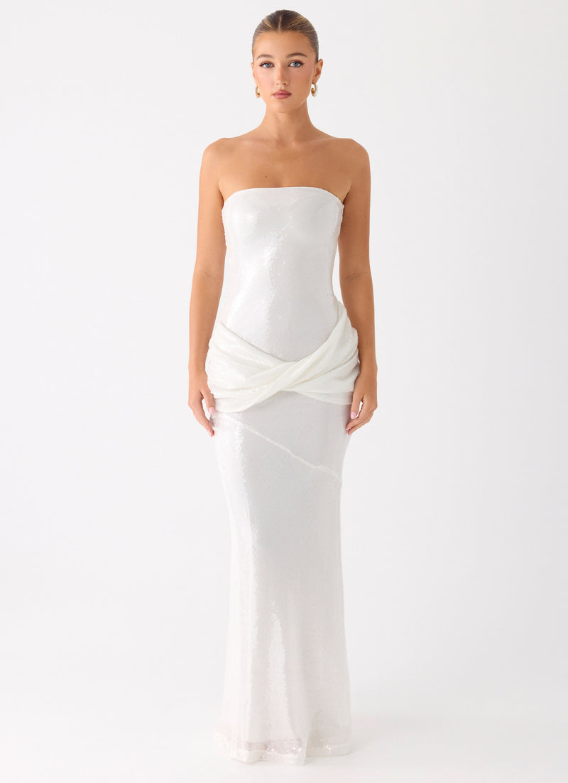 Anticipating Sequin Maxi Dress - White