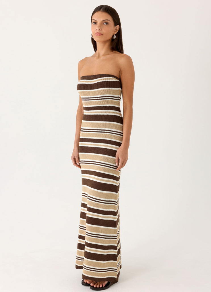Antonie Knit Maxi Dress - Chocolate Olive Stripe