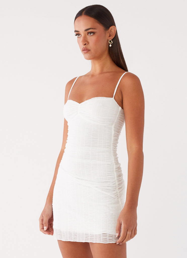 aneira mini dress in white Superdown Andria Strapless Mini Dress